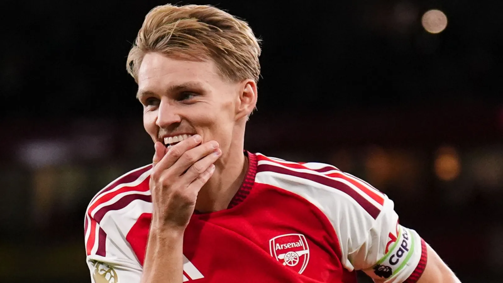 Arsenal's Martin Odegaard celebrates scoring his side's third goal against Coventry