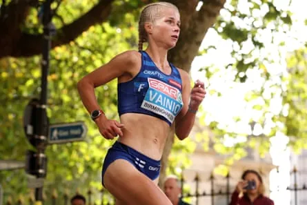 Alisa Vainio of Finland competes in the Women’s Marathon