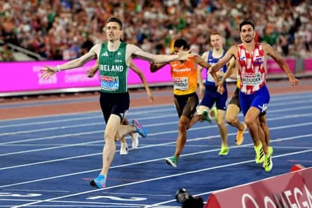 Mark English crosses the line