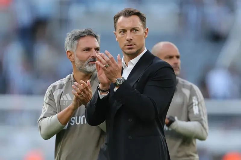 Matthias Jaissle, Manager of Newcastle United applauds the fans