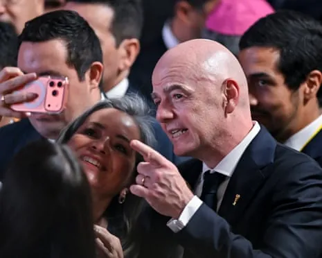 Gianni Infantino poses for a photograph at the presidential inauguration event in Colombia