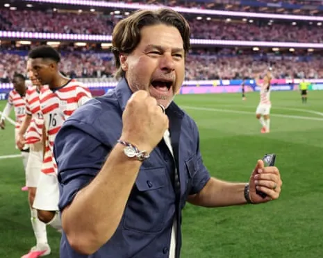 Mauricio Pochettino after his USA team beat Paraguay at the World Cup